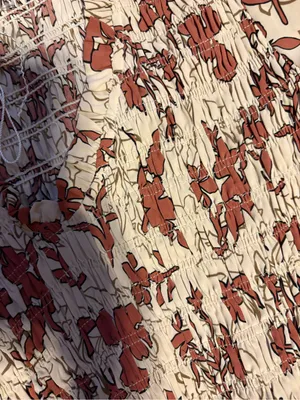 Smocked Floral Midi Dress in Cream with Rust Floral Print thumbnail 3
