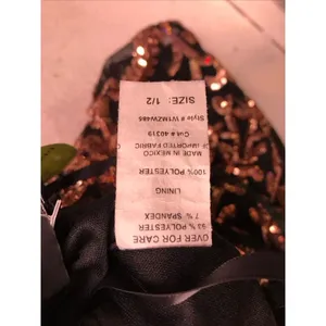 Windsor Mini Dress Womens Size 1 Black Rose Gold Sequin Damask Bodycon Cocktail thumbnail 3