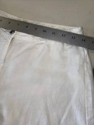 Eileen Fisher white Organic Linen cropped Wide-Leg pants women’s size O thumbnail 7