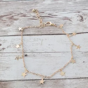 Gold Tone Anklet with Star Charms thumbnail 3
