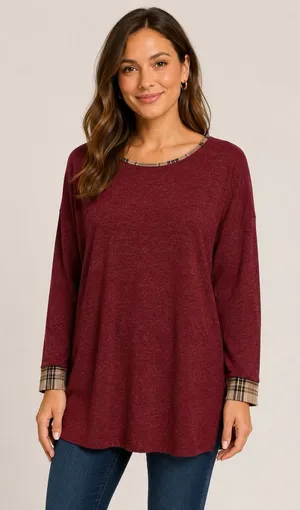 Eloges Red Knit Tunic Top Large Long Sleeve Sweater Boho Fall Casual thumbnail 1