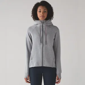 Lululemon Fleece Please Hoodie Jacket Heathered Speckled Medium Grey Size 6 thumbnail 3