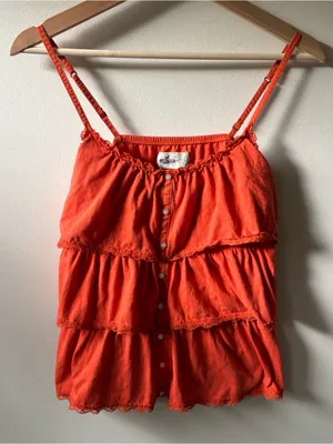 Y2K Hollister Bright Orange Tiered Spaghetti Strap Camisole thumbnail 1