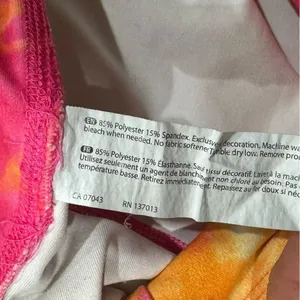 Wildfox Sweat Tie Dye Two Piece Sports Bra Leggings Pink Orange Womens Medium thumbnail 4