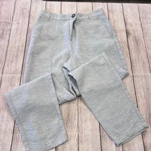 Zara Womens High Rise Textured Cotton Tapered Pants Light Grey Size 4 8574/039 thumbnail 1