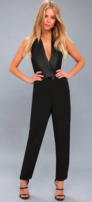 Lulus Park Avenue Black Sleeveless Jumpsuit - Size Medium thumbnail 1