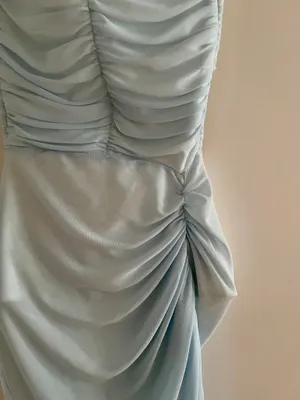 Light Blue Sheer Ruched Sexy Open Back Asymmetrical Dress Size Small thumbnail 2