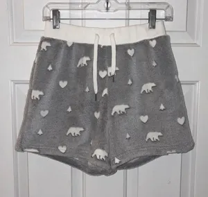 NWT dylan Gray Plush Bear & Heart Print Lounge PJ Shorts thumbnail 1