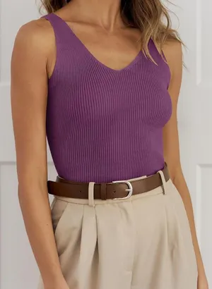 Knit Tank Top Purple Size L thumbnail 2