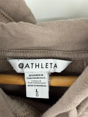 Athleta retro plush revive hoodie tan brown women’s L loungewear comfort thumbnail 2