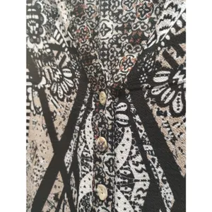 Figueroa & Flower Size M Anthropologie Mixed Print Black Tan 3/4 Sleeve Popover thumbnail 3