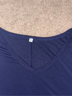 Women's V-Neck Long Sleeve Navy Dress Size: L thumbnail 2