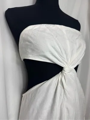 Strapless White Twist-Front party fit wedding Cutout Midi Dress vacation Large thumbnail 7