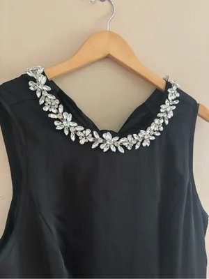 Lulus Marietta Black Satin Rhinestone Sleeveless Midi Dress Size Large Formal thumbnail 10