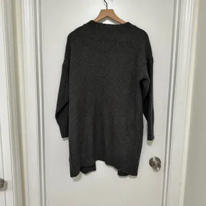 In Loom | Woman's Dark Green Cozy Waffle Knit Oversized‎ Cardigan Sweater, S/M thumbnail 2