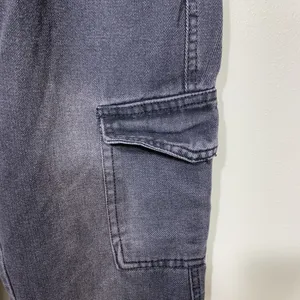 Unbranded Cargo Flare Jeans Womens 27 Washed Black High Rise‎ Wide Leg Utility thumbnail 4