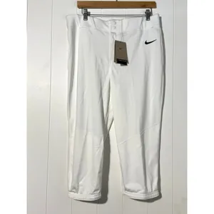 Nike Womens Softball Pants Large White Tight Fit NWT Snap Front Dri-FIT thumbnail 2