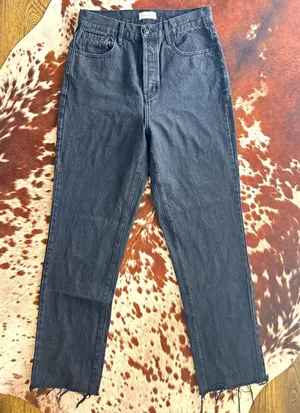 PacSun Women's Washed Black Dad Jeans 28 Mid Rise 5-Pocket Frayed Hem thumbnail 1