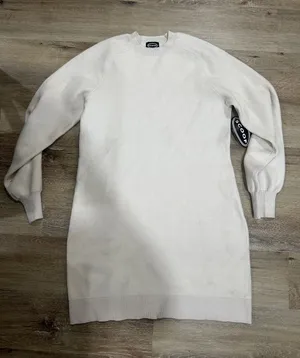 Scoop long sleeve saddle sweater dress - cloud Heather thumbnail 1