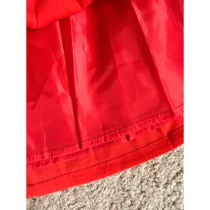 Coral Red Pleated Midi Skirt A Line Full Swing Retro Feminine Pockets L NWT thumbnail 8