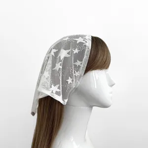 Handmade White Star Mesh Sheer Triangle Headband thumbnail 3