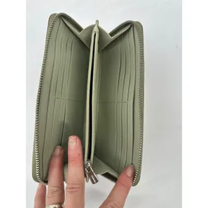 Coach Accordion Zip Wallet Women Sage Green‎ Leather Saffiano Textured Logo thumbnail 8