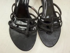 Glint Crystal Accent Strappy Black Heels Sz 9.5 thumbnail 7