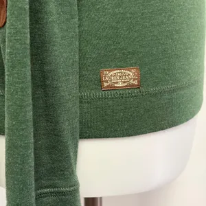 Lauren Jeans Co Ralph Lauren Top Small Green Elbow Patches Shoulder Zip Preppy thumbnail 5