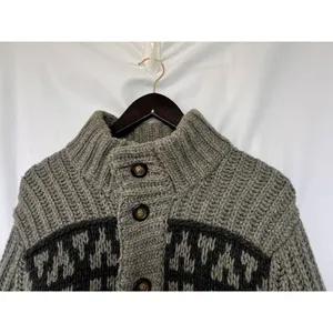 Hollister West Coast Hand Knit Sweater Aztec Cardigan Chunky Thick Western thumbnail 2