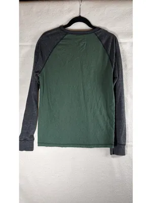 American Eagle Eagle Logo Raglan Long Sleeve T Shirt Green Gray Women’s M thumbnail 6