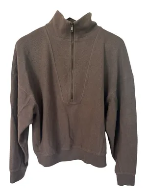 Universal Threads Women's French Terry Quarter Zip Sweatshirt brown thumbnail 1