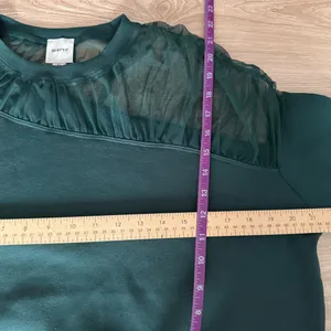 Anthropologie Maeve XS‎ Sheer-Shoulder Pullover Knit Top Green Holiday Evening thumbnail 6