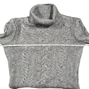 Abercrombie Sweater Wool Angora Cable Knit Turtleneck Y2K Preppy Gray Medium thumbnail 7