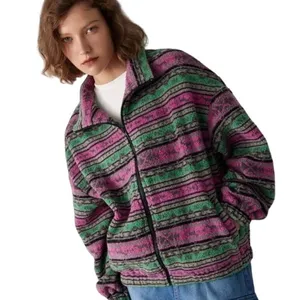 Cider‎ Pink Green Fair Isle Sherpa Fleece Full Zip Jacket XL New thumbnail 1