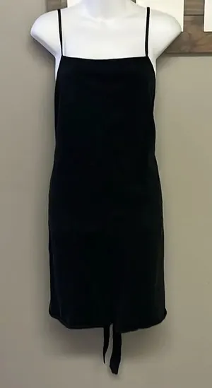 ZARA Black Pull-On Spaghetti Strap Cotton Romper w/ Attached Belt Straps- Large thumbnail 1