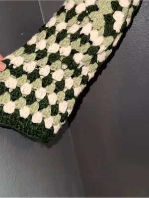 Handmade Crochet Granny Square Cardigan Tie Front Green Crop Top Small Medium thumbnail 5