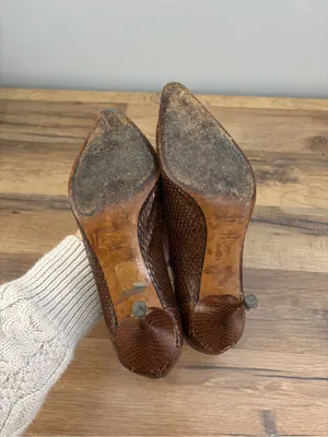 YSL Yves Saint Laurent Lizard Print Leather Stiletto High Heels thumbnail 2