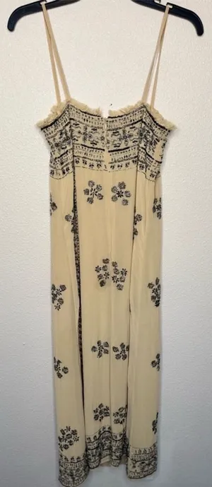Zara NWT tan embellished beaded mesh midi maxi dress thumbnail 1