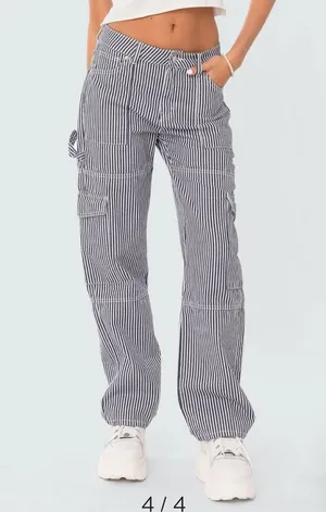 Edikted Stripe Out Cargo Pants thumbnail 1