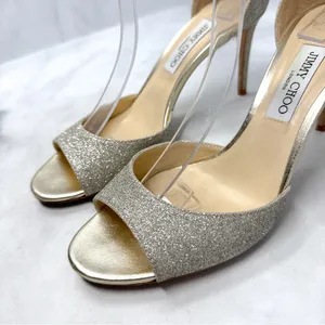 Jimmy Choo Annie 85 Glitter Ankle Strap Open Toe Mid Height Sandal Heels Formal thumbnail 7