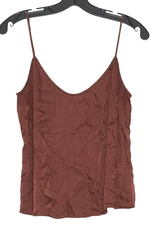 Abercrombie & Fitch Womens Tank Top Satiny V Neck Y2K 90s Brown Size Large GI thumbnail 1