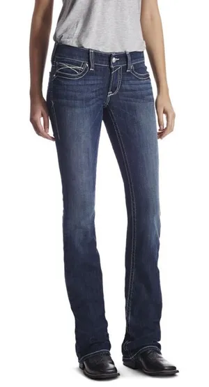 REAL ARIAT Low Rise Boot‎ Rosy Whipstitch Jeans C21 thumbnail 1