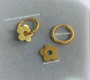 Flower Dangle Drop Earrings for Women 2 in 1 Design Fashion Elegant Style thumbnail 5