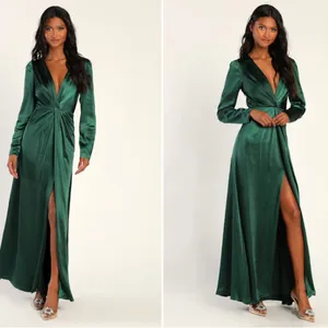 LULU's Sexy Elegant Prom Wedding Bridesmaid Mother of the Bride Satin Gown thumbnail 4