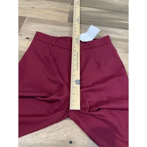 Youzimeiyi Pants Size L Maroon High Waist Wide Leg Stretch Trouser Dressy NWT thumbnail 4