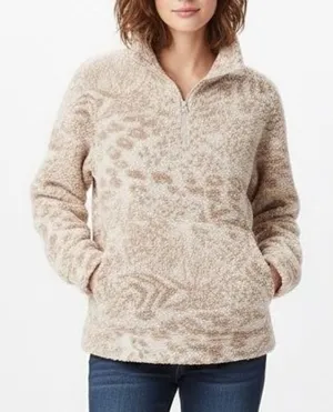 American Eagle Outfitters Sherpa Jacket Womens Beige Half Zip Kangaroo Pocket thumbnail 1