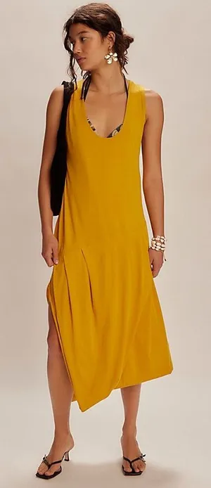 NWT Free People Monika Midi Dress Mango Small thumbnail 1