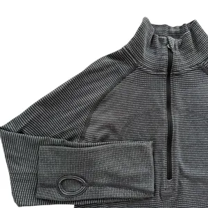Lululemon Swiftly Mock Neck 1/2 Zip Long Sleeve 6 Black Grey Stripe Run Gym thumbnail 3