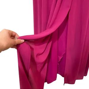 Lulus Pink Magenta Long Sleeve Maxi Formal Bridesmaid Dress Womens XS Faux Wrap thumbnail 9