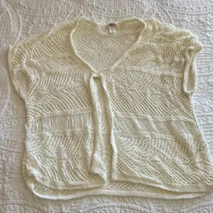 Route 66 Cream Open-Knit Cardigan thumbnail 1